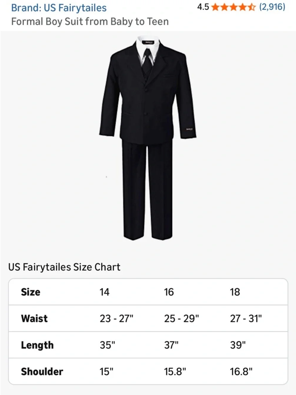 Classic Boys Black Formal Suit Set with Vest and Tie - Picture 2 of 3